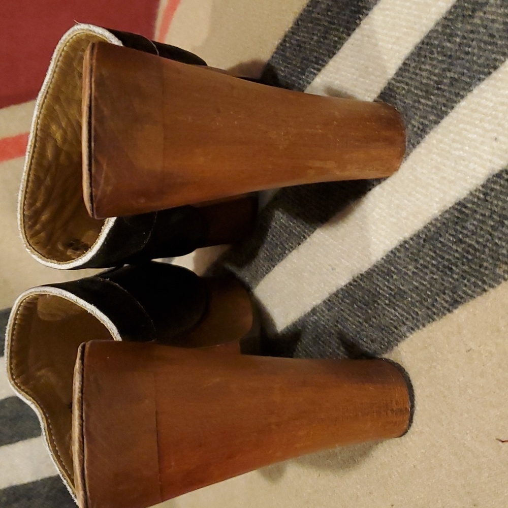 Billy Reid Brown Suede Tassel Wooden Mules Size 9 1/2 - Picture 7 of 8